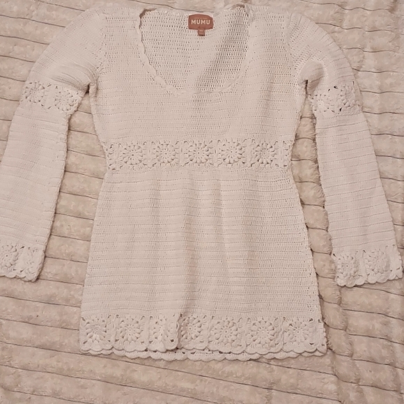 Crochet Jet Lag Long Sleeve Mini Dress Show Me Your Mumu - Picture 3 of 6